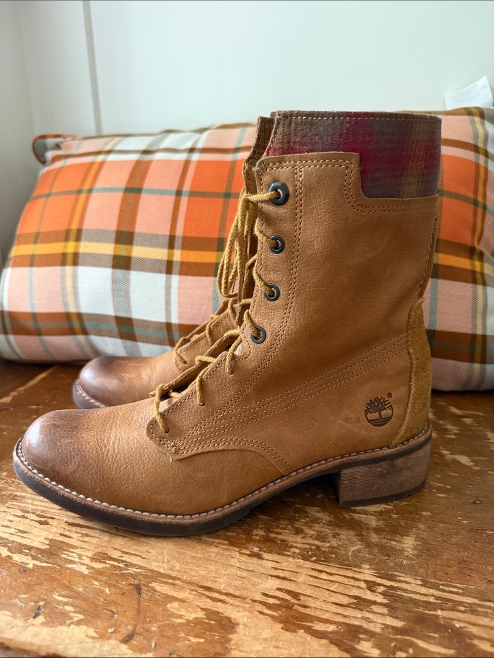 Timberland Pendleton Whittemore Women’s Plaid Leather Lace up Boots Brown